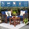 Costway 3PCS Patio Wicker Furniture Set Solid Wood Frame Cushion Sofa w/ Square Table Shelf
